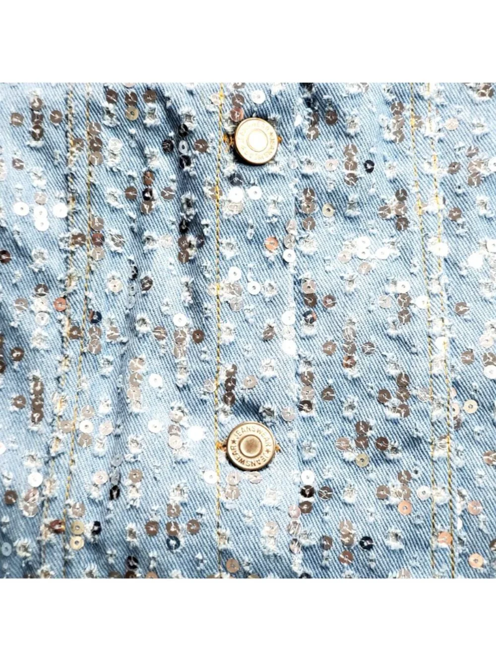 Welaken Girls Light Blue Jacket With Sequins Size 12Y 90% Cotton 10% Elastane